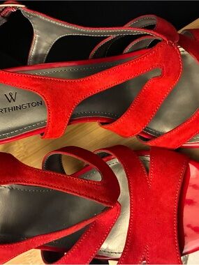 Worthington Red Suede Strappy Women's Heels